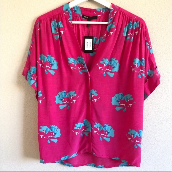 NWT Maje Clowers Floral Print Button down Blouse - Picture 4 of 7
